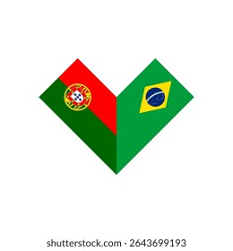 friendship concept. heart shape icon of portugal and brazil flags. vector illustration isolated on white background