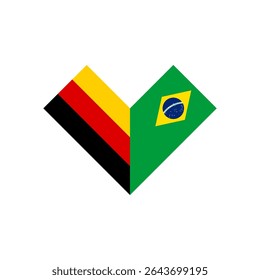 friendship concept. heart shape icon of germany and brazil flags. vector illustration isolated on white background