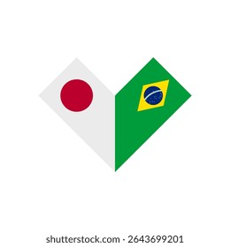 friendship concept. heart shape icon of japan and brazil flags. vector illustration isolated on white background