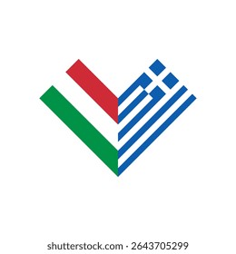 friendship concept. heart shape icon of italy and greece flags. vector illustration isolated on white background