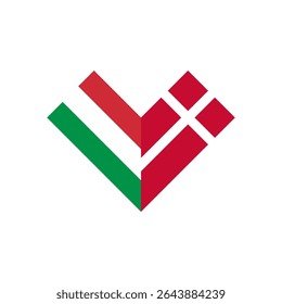 conceito de amizade. ícone da forma do coração da itália e da dinamarca bandeiras. ilustração vetorial isolado no fundo branco