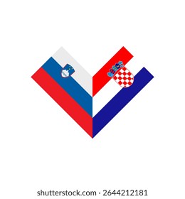 conceito de amizade. ícone da forma do coração da eslovénia e bandeiras croácia. ilustração vetorial isolado no fundo branco