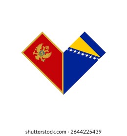friendship concept. heart shape icon of montenegro and bosnia flags. vector illustration isolated on white background
