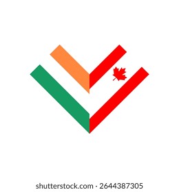 friendship concept. heart shape icon of ireland and canada flags. vector illustration isolated on white background
