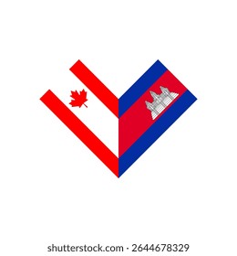 friendship concept. heart shape icon of canada and cambodia flags. vector illustration isolated on white background