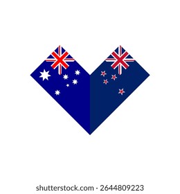 friendship concept. heart shape icon of australia and new zealand flags. vector illustration isolated on white background