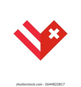 friendship concept. heart shape icon of austria and switzerland flags. vector illustration isolated on white background