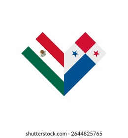 friendship concept. heart shape icon of mexico and panama flags. vector illustration isolated on white background