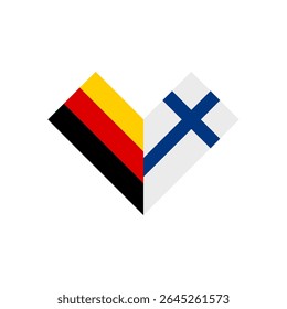 conceito de amizade. ícone da forma do coração da alemanha e finlândia bandeiras. ilustração vetorial isolado no fundo branco
