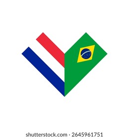 friendship concept. heart shape icon of france and brazil flags. vector illustration isolated on white background
