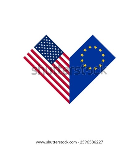 friendship concept. heart shape icon with american and european union flags. vector illustration isolated on white background