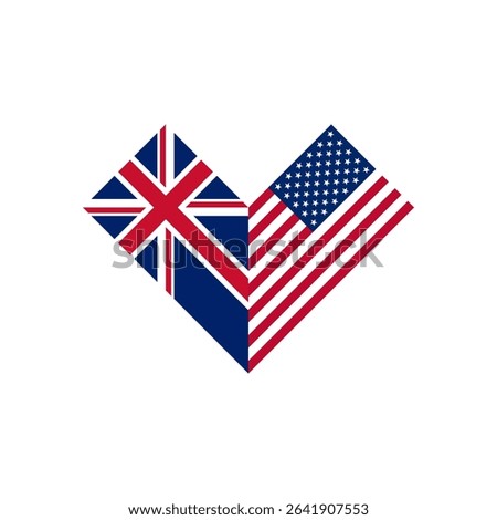 friendship concept. heart shape icon with british and american flags. vector illustration isolated on white background