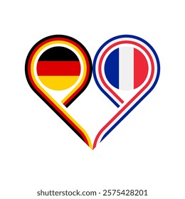 friendship concept. heart symbol icon of germany and france flags. vector illustration isolated on white background