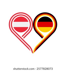 friendship concept. heart symbol icon of austria and germany flags. vector illustration isolated on white background