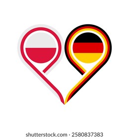 friendship concept. heart symbol icon of poland and germany flags. vector illustration isolated on white background