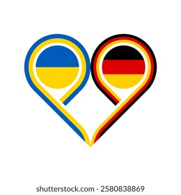 friendship concept. heart symbol icon of ukraine and germany flags. vector illustration isolated on white background