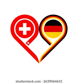 friendship concept. heart symbol icon of switzerland and germany flags. vector illustration isolated on white background