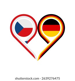 friendship concept. heart symbol icon of czech republic and germany flags. vector illustration isolated on white background