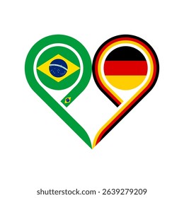 friendship concept. heart symbol icon of brazil and germany flags. vector illustration isolated on white background