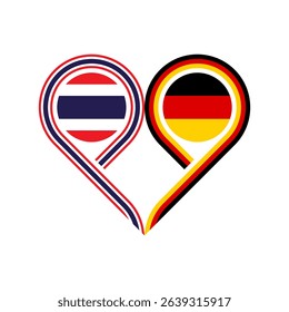 friendship concept. heart symbol icon of thailand and germany flags. vector illustration isolated on white background