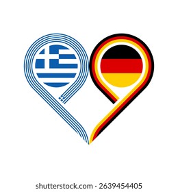 friendship concept. heart symbol icon of greece and germany flags. vector illustration isolated on white background
