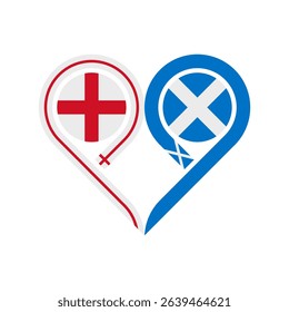 friendship concept. heart symbol icon of england and scotland flags. vector illustration isolated on white background