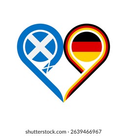 friendship concept. heart symbol icon of scotland and germany flags. vector illustration isolated on white background