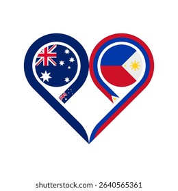friendship concept. heart symbol icon of australia and philippines flags. vector illustration isolated on white background