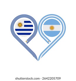 friendship concept. heart symbol icon of uruguay and argentina flags. vector illustration isolated on white background
