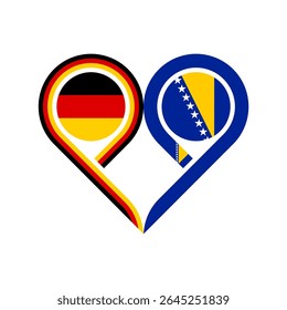 friendship concept. heart symbol icon of germany and bosnia flags. vector illustration isolated on white background