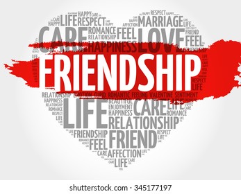 Friendship concept heart word cloud
