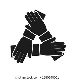 Friendship concept icon three hands support each other, teamwork sign - stock vector