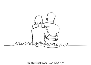 Friendship concept. Single line draw design. Vector graphic illustration