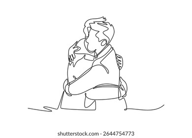 Friendship concept. Single line draw design. Vector graphic illustration