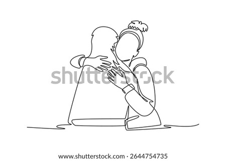 Friendship concept. Single line draw design. Vector graphic illustration