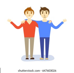 Friendship Concept Two Guys Boys Stock Stock Vector (Royalty Free ...