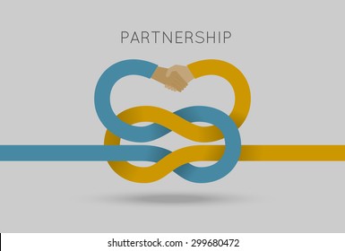 Friendship concept vector illustration in flat style. Vector illustration of intertwined hands. Business template. Press illustration