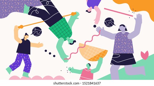 Friendship connection abstract concept, flat vector illustration. Friends and family communication in cyberspace or real life. Social bonds interaction, individual expression and diversity in society.