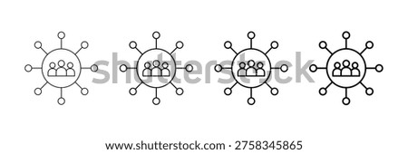 Friendship Connection Icons Vector Set In Different Stroke Line Style