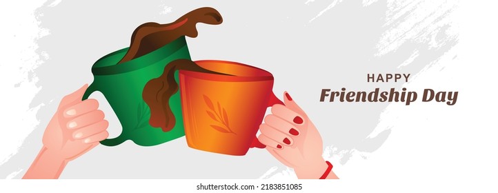 	
Friendship day background with coffee cup illustration banner background