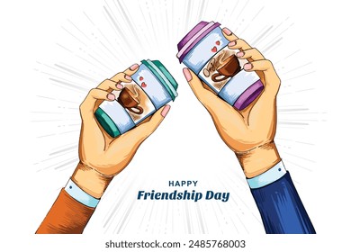 Friendship day background with coffee cup on white background