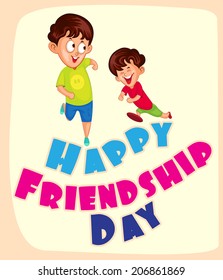 Friendship Day background with friends in vector