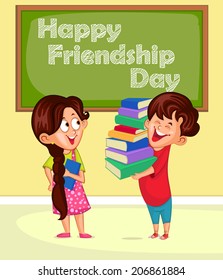 Friendship Day background with friends in vector
