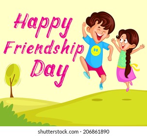 Friendship Day background with friends in vector