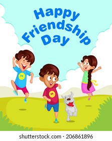 Friendship Day background with friends in vector