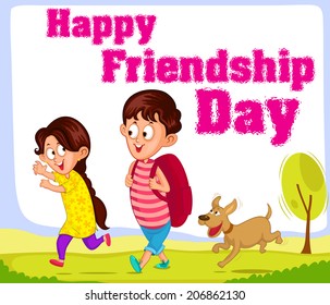 Friendship Day background with friends in vector