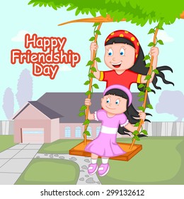 Friendship Day background with friends in vector