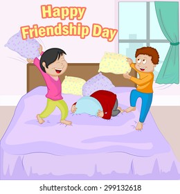 Friendship Day background with friends in vector