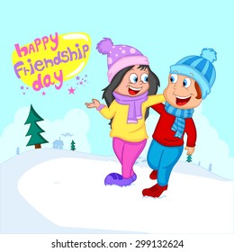 Friendship Day background with friends in vector