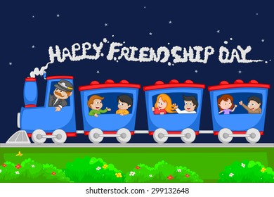 Friendship Day background with friends in vector
